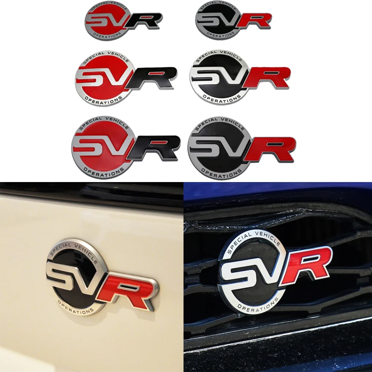 Svr Logo Car Front Grille Emblem Body Side Stickers Per Land Rover Range Rover Evoque L322 Vogue Velar L405 P38 Discovery Sport