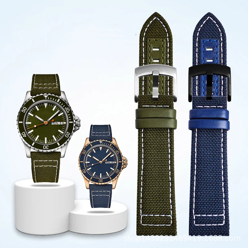 21Mm Bande Per Mido Ocean Star Tribute M026.830 Per Orologio Omega Nylon Cinturino In Vera Pelle Impermeabile In Tela Di Vacchetta Cintura