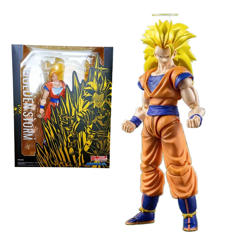 In Magazzino Dragon Ball Golden Storm Son Goku Action Figure Demoniacal Fit Df Shf Ssj3 Super Saiyan Collection Model Toy Doll Gift