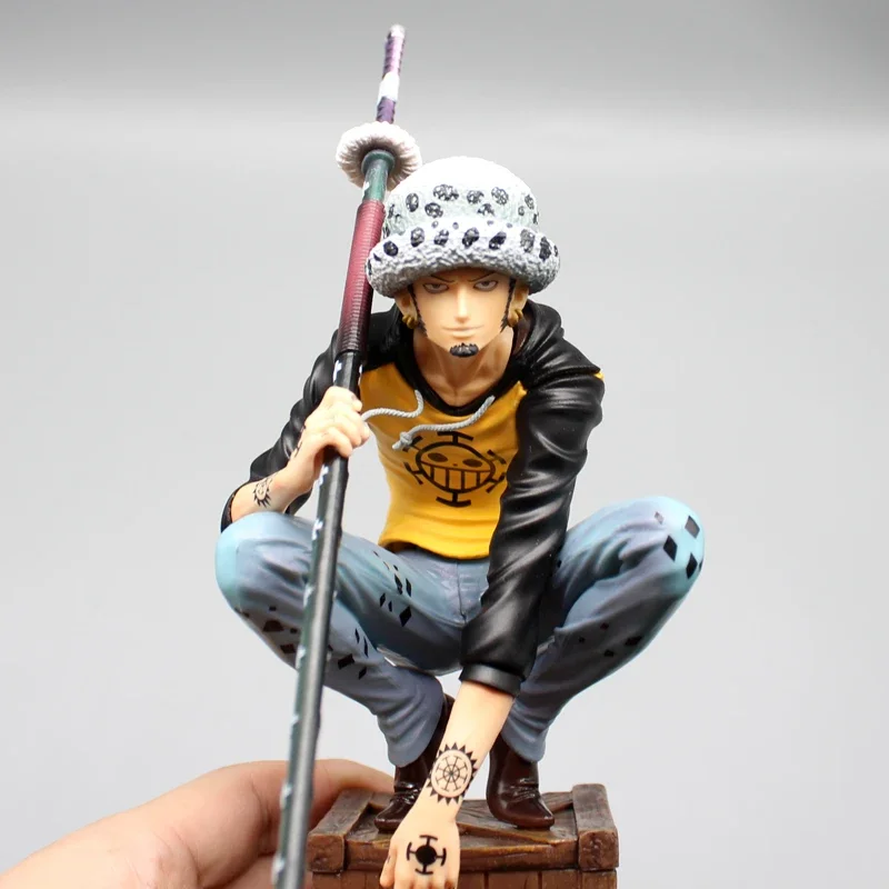 Cartoon One Piece Squat Posture Trafalgar D Water Law The Kingdom Of Harmony Anime Action Figures Model Collect Ornament Kid Toy