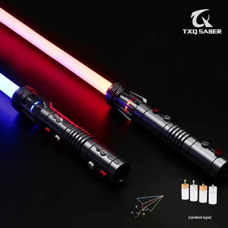 Txqsaber Darth Maul Double Neopixel Blade Saber Metal Hilt Heavy Dueling Hanlde Lightsaber Smooth Swing Force Laser Sword Gifts