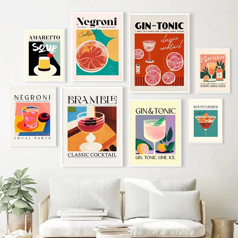 Vintage Bar Art Aperol Spritz Negri Poster E Stampa Su Tela Pittura Liquore Drink Wall Art Per Club Bar Shop Decorazione Della Casa