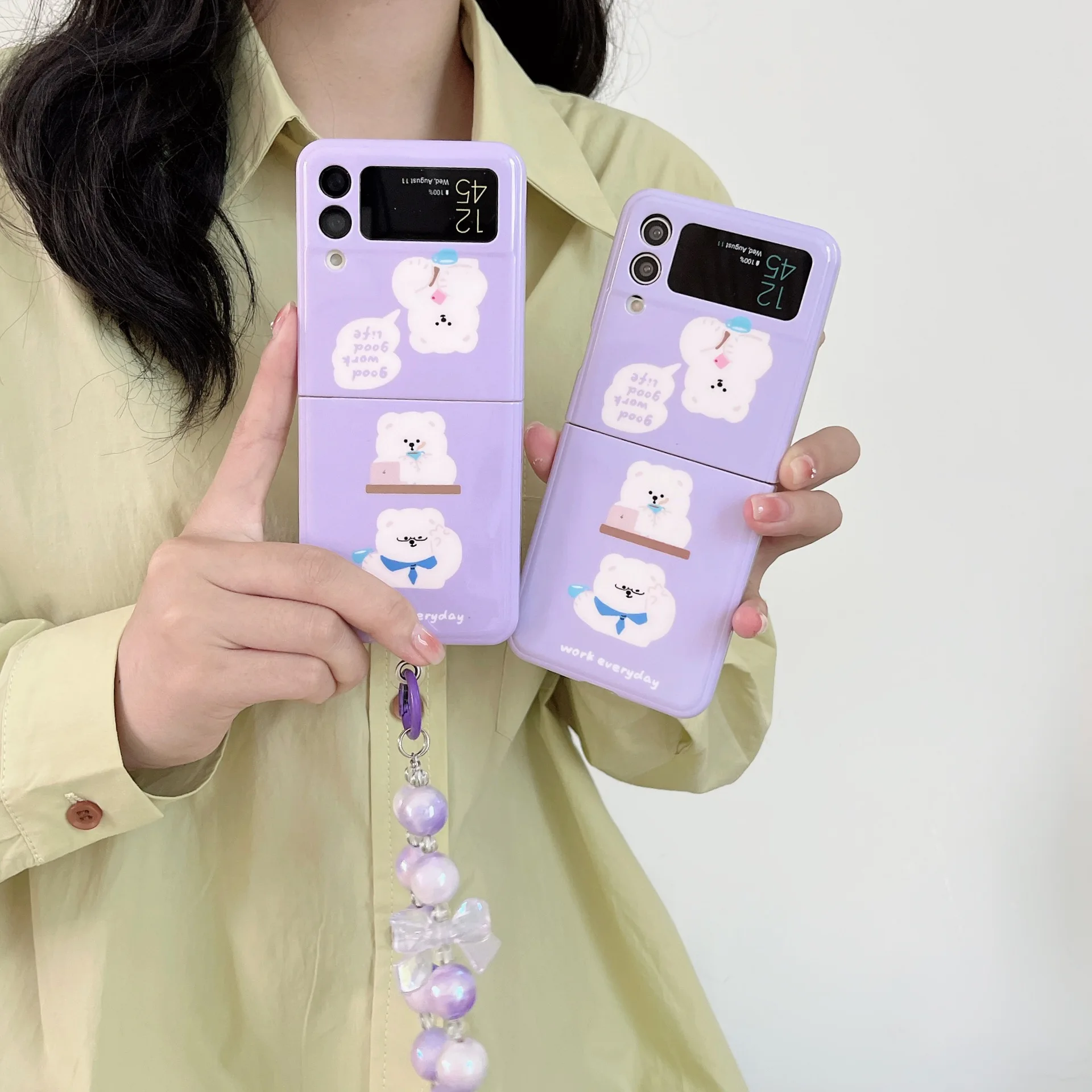 Custodia Per Telefono Con Ciondolo Orso Carino Per Samsung Z Flip 3 4 Custodia Protettiva Anti-Caduta Galaxy Zflip Flip3 Flip4 Anti-Caduta Shell