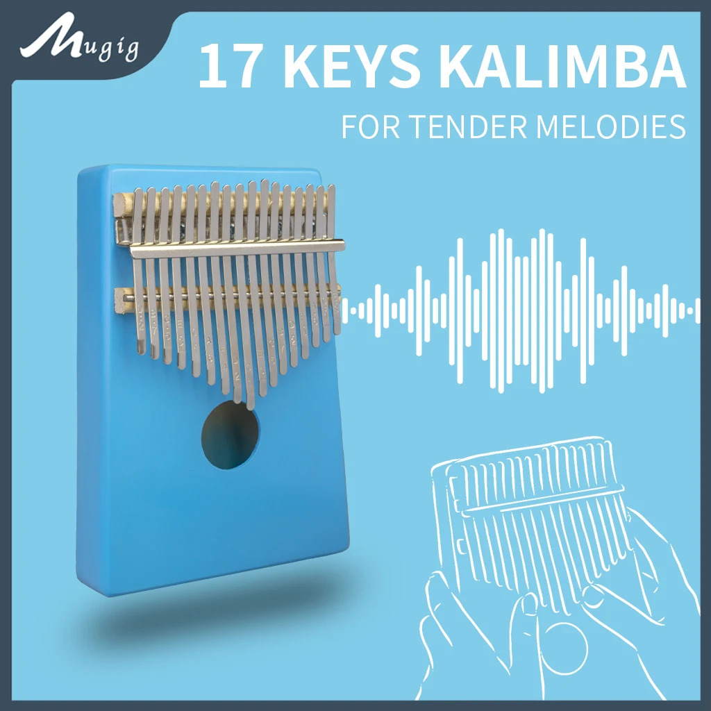 Mugig Kalimba 17 Tasti Thumb Piano Scatola Protettiva Tune Hammer Portatile Mbira Sanza Finger Piano Regalo Per Principianti