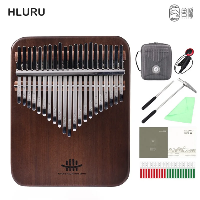 Hluru Kalimba 21 Tasti Professionale Thumb Piano High-End Kalimba Full Solid Wood Impiallacciatura Cherry Wood Kalimba Keyboard Instrument