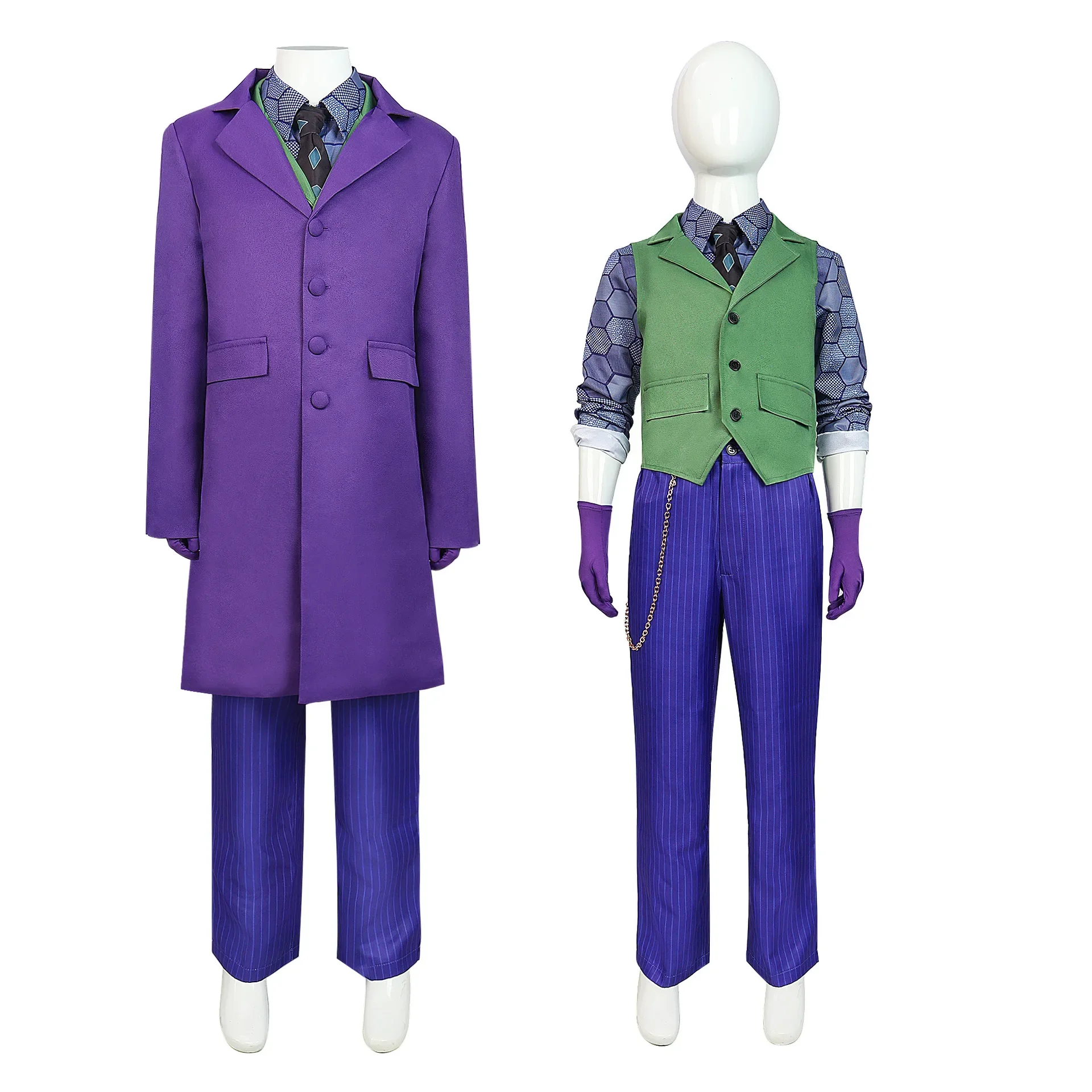 Movie Joker Costume Cosplay Dark Knight Horro Heath Ledger Purple Outfit Jacket Completi Bambini Suit Halloween Carnival Party