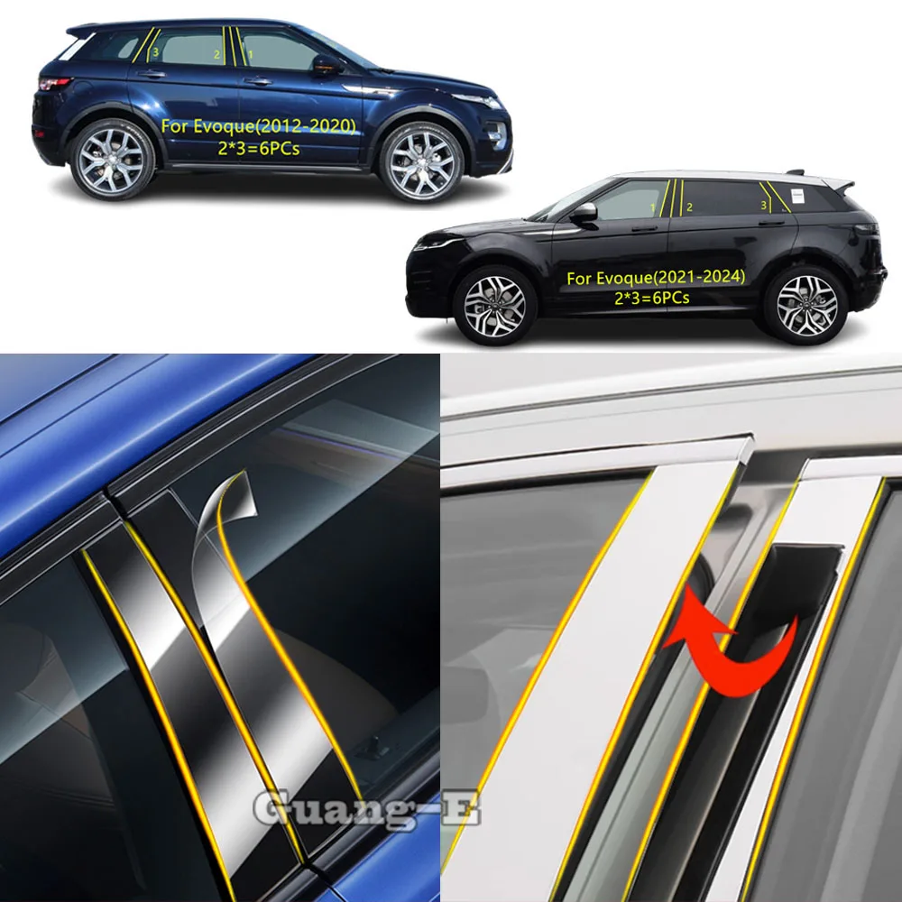 Car Tpu/Glossy Mirror Pillar Post Cover Door Trim Window Molding Sticker Accessori Per Land Rover Range Rover Evoque 2012-2024