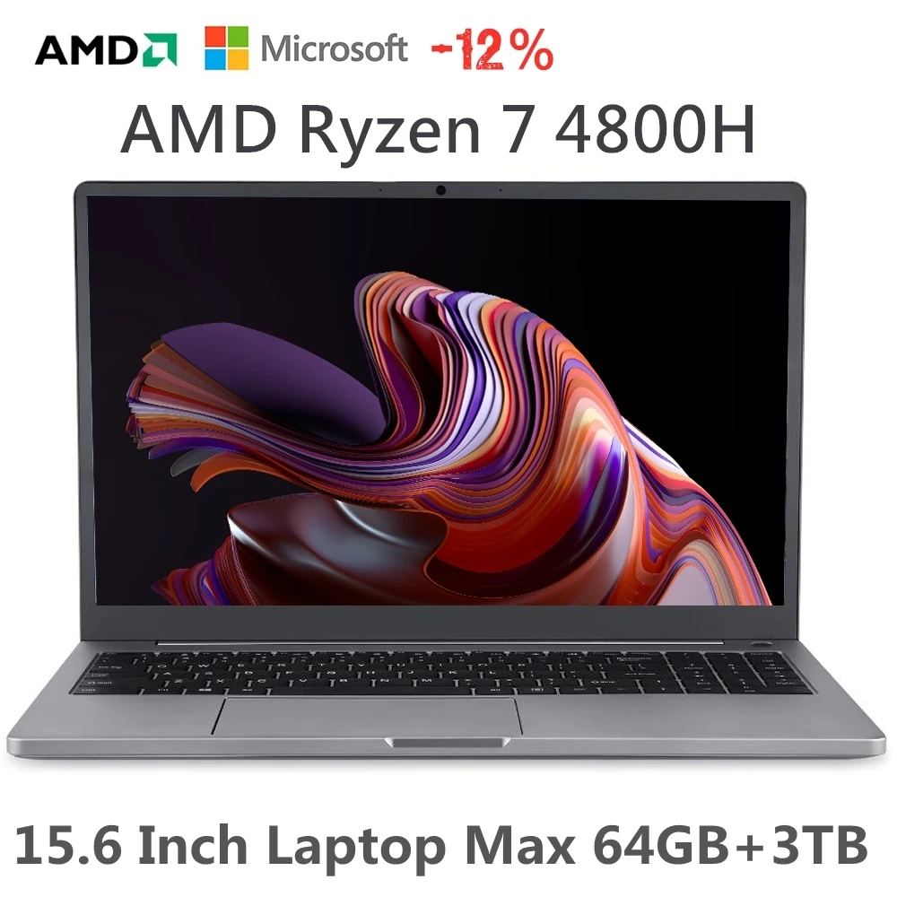 Vendo In Perdita Laptop In Metallo Max Ram 64Gb 3Tb Ssd Ultrabook Computer Da 15.6 Pollici 2.4G/5.0 Wifi Amd Ryzen 7 4800H Windows 10 11