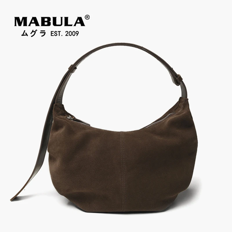 Mabula Borse A Tracolla In Vera Pelle Scamosciata Moda Mezza Luna Borse A Tracolla Da Donna Borse Da Donna Vintage Marroni Borse Per Telefono
