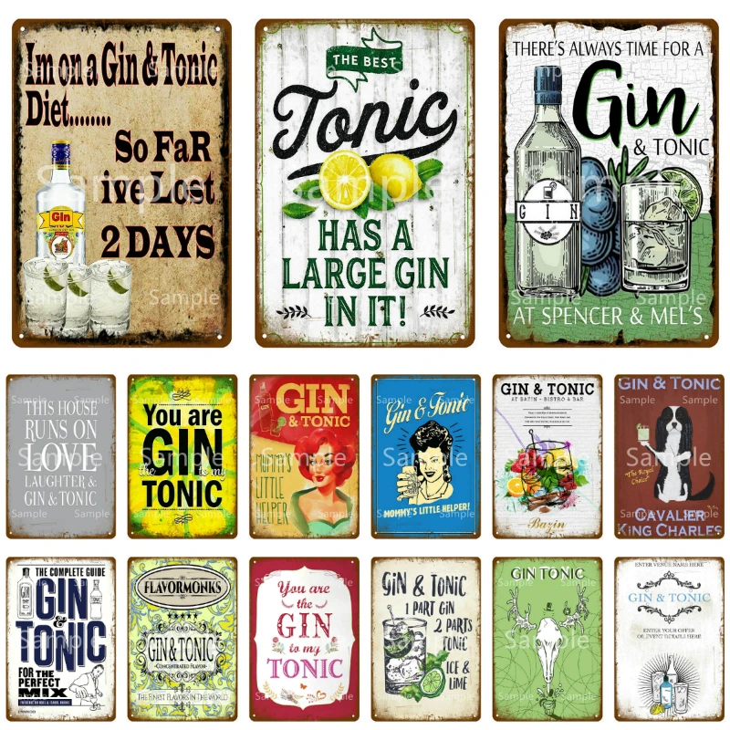 You Are Gin Tonic Metal Signs Bar Party Decor Vintage Tin Signs Club Home Wall Art Painting Targa Decorativa Gin Poster