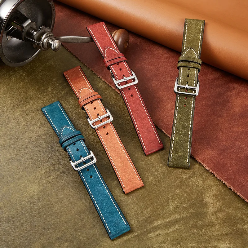 Cinturino Per Orologio Vintage In Vera Pelle Opaca 20Mm 22Mm Bracciale In Pelle Di Vacchetta Concia Vegetale Per Cintura Da Polso Hermes Uomo Donna