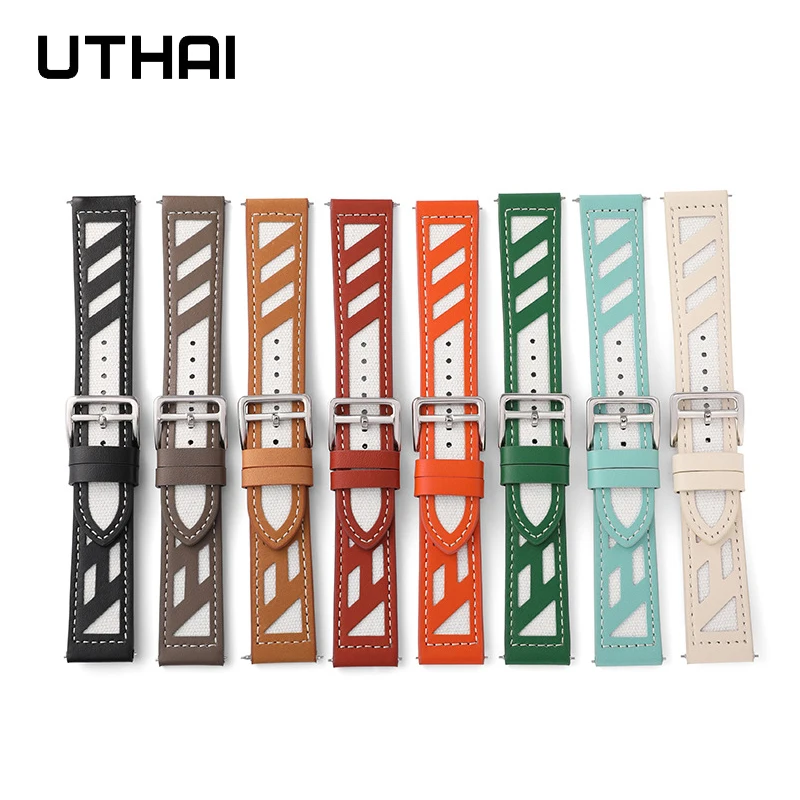 Cinturino Per Orologio In Tela Di Pelle Uthai Z97 22Mm Di Fascia Alta Per Bracciale Hermes Per Orologio Huawei Per Cinturino Per Orologio Samsung Gear