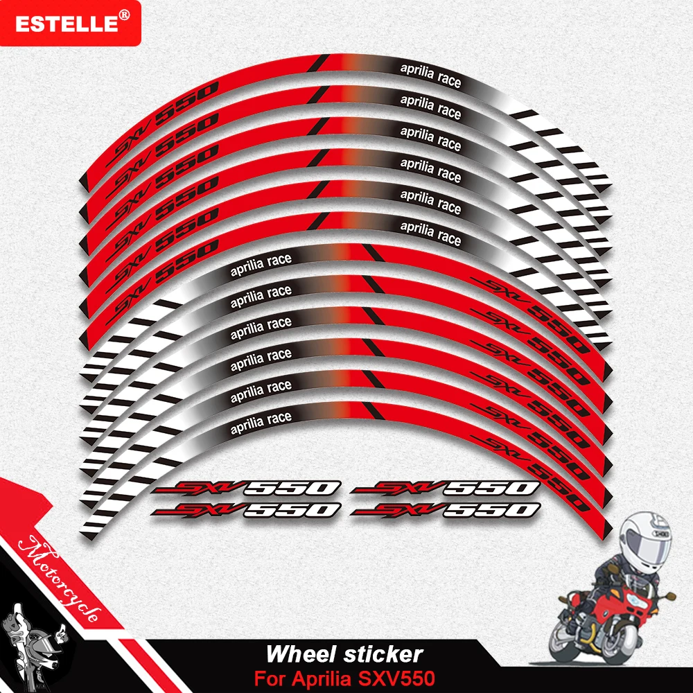 Nuova Vendita Moto Rim Stripes Decalcomanie 17 Pollici Wheel Sticker Nastro Riflettente Per Aprilia Sxv550 Sxv 550