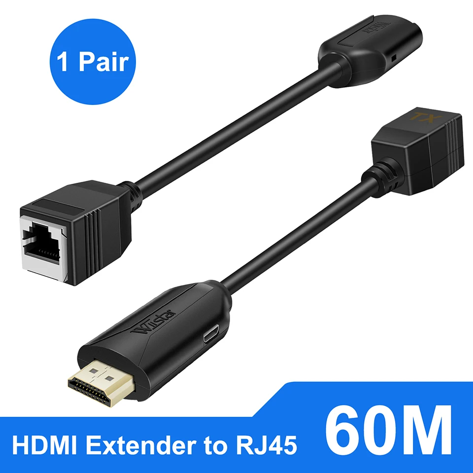 1 Paio Hdmi Rj45 Extender 60M Su Cat5E/6 Over Network Ethernet Lan Hdmi A Rj45 Ripetitore Extender 1080P Per Hdtv Dvd Stb