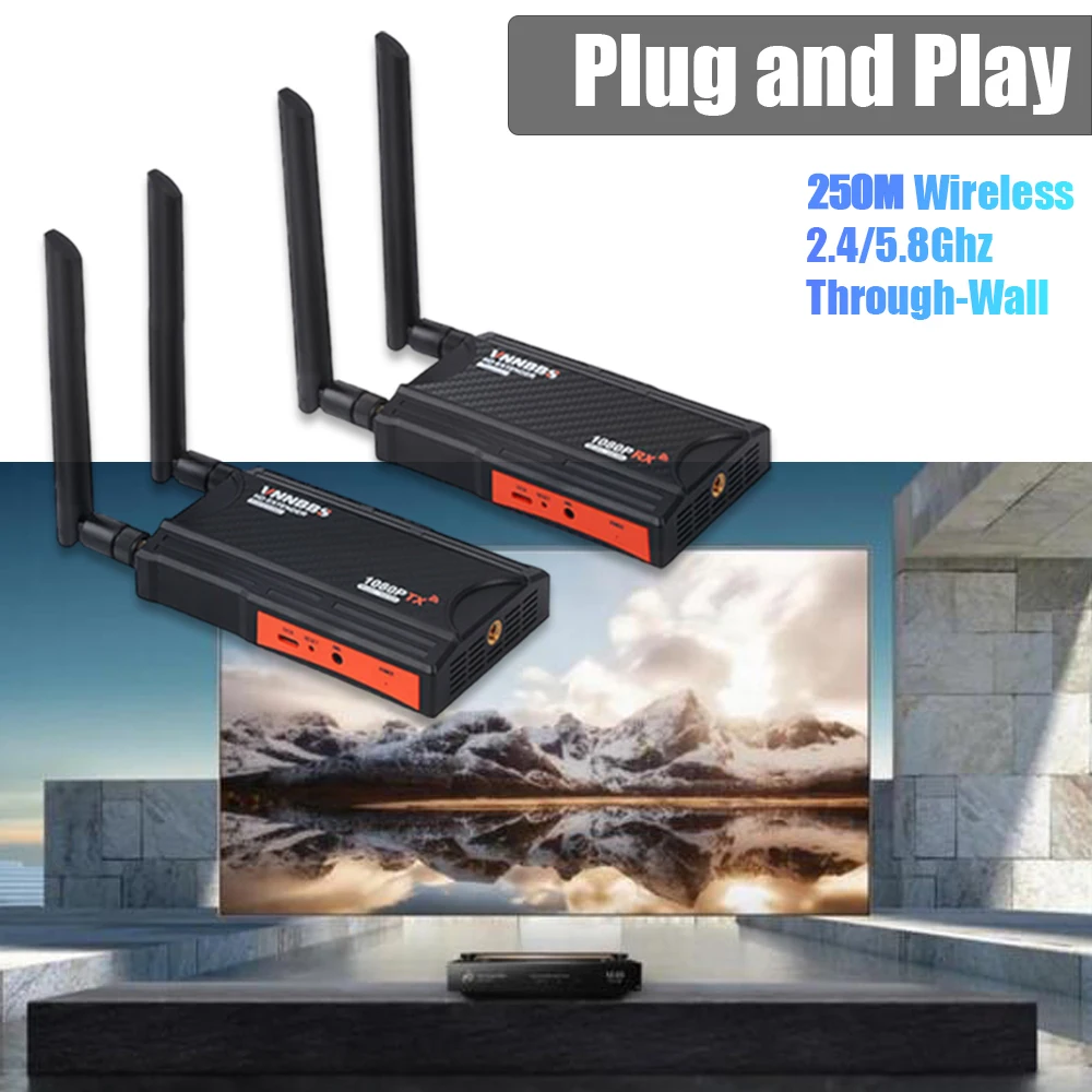 Kit Extender Hdmi Wireless 250M 5.8Ghz Trasmettitore E Ricevitore Hdmi Wireless Per Fotocamera Dslr Monitor Da Pc Portatile A Tv