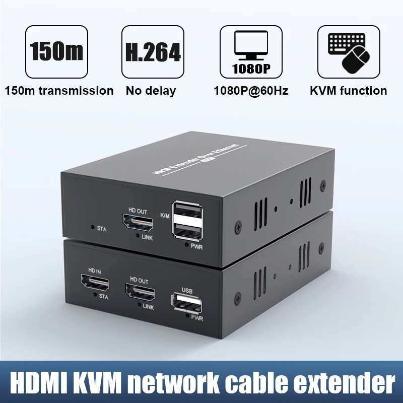 Pway Usb 2.0 Kvm Extender Rj45 Porte 1080P Hdmi Over Lan Kvm Extender 150M Hdmi Kvm Extensor Di Cat5 Cat5E Cat6
