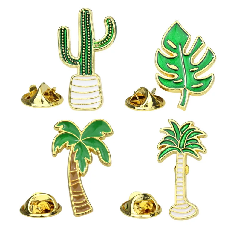 Mutil Plant Design Spille Smaltate Cusotm Cactus Cocco Foglia Di Palma Spilla Distintivo