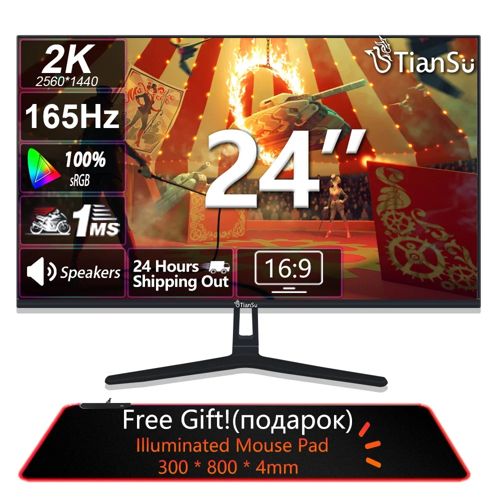 Tiansu 24 Pollici 2 K 165Hz Monitor Per Computer 27 Pollici 144Hz 2 K Per Pc Gamer 27 ''Fhd Gaming 165Hz Monitor Fast Ips Hdmi Monitor