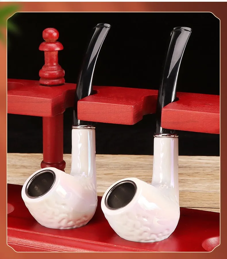 Classic Simple Smoking Resin Tobacco Pipe Imitazione Sepiolite Filtro Rimovibile Accessori Per Sigarette Strumento Per Fumatori