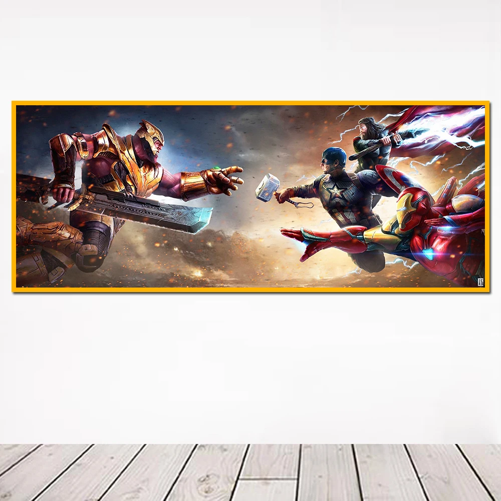Disney Avengers Vs Thanos Canvas Painting Superhero Movie Large Poster Wall Art Captain America Picture Living Room Home Decor