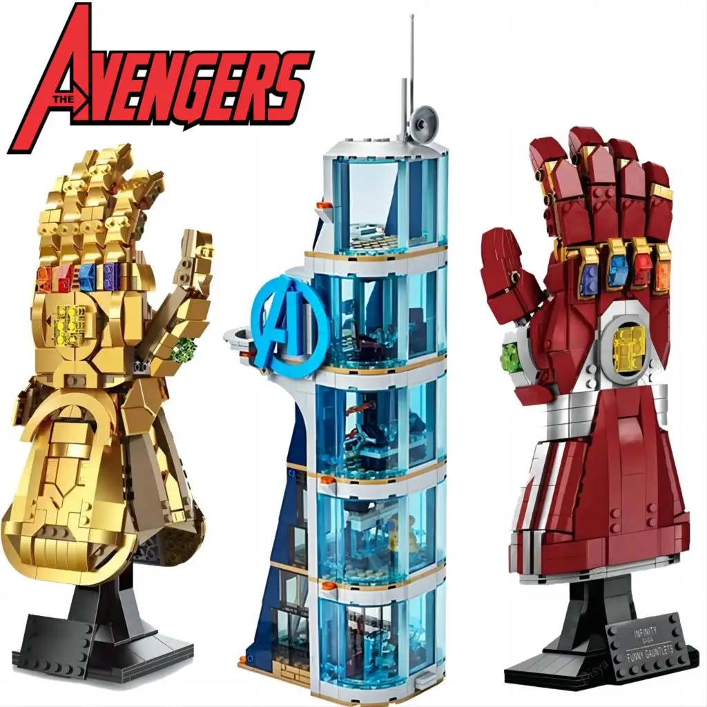 Marvel Avengers Tower Battle Thor Hammer Iron Man Heroes Thanos Gauntlet Infinity Glove Block