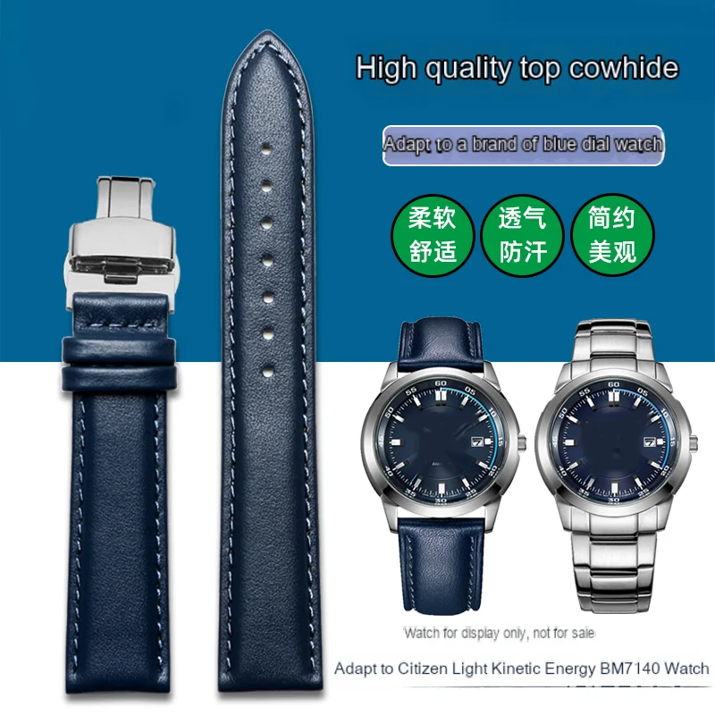 Cinturino Per Orologio In Pelle Bovina Per Uomo Citizen Eco Drive Bm7140 Ca4031 Series Blue Watch Chain 20 22Mm Accessorio