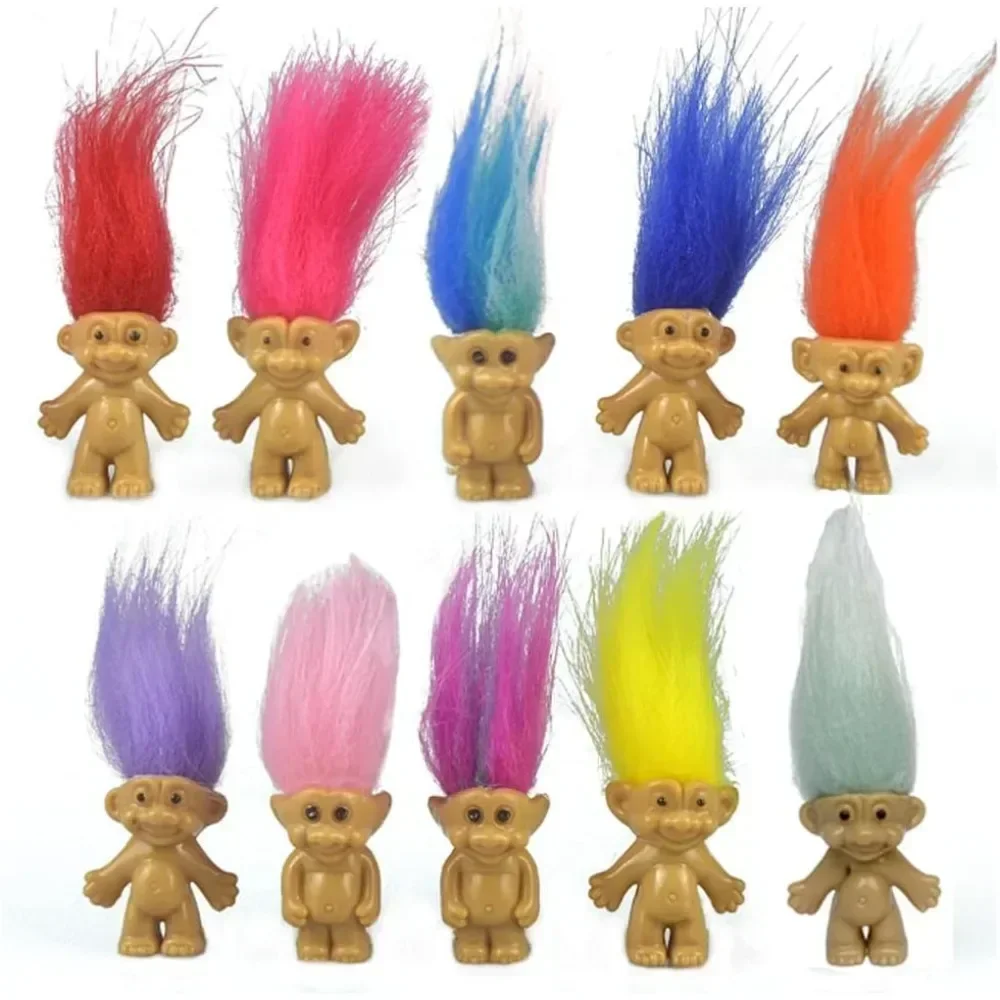 5Pcs Mini Troll Dolls Anime Action Figure Capelli Colorati Famiglia Membri Modelli Collezione Giocattoli Per Bambini Regalo Per Bambini Nostalgico