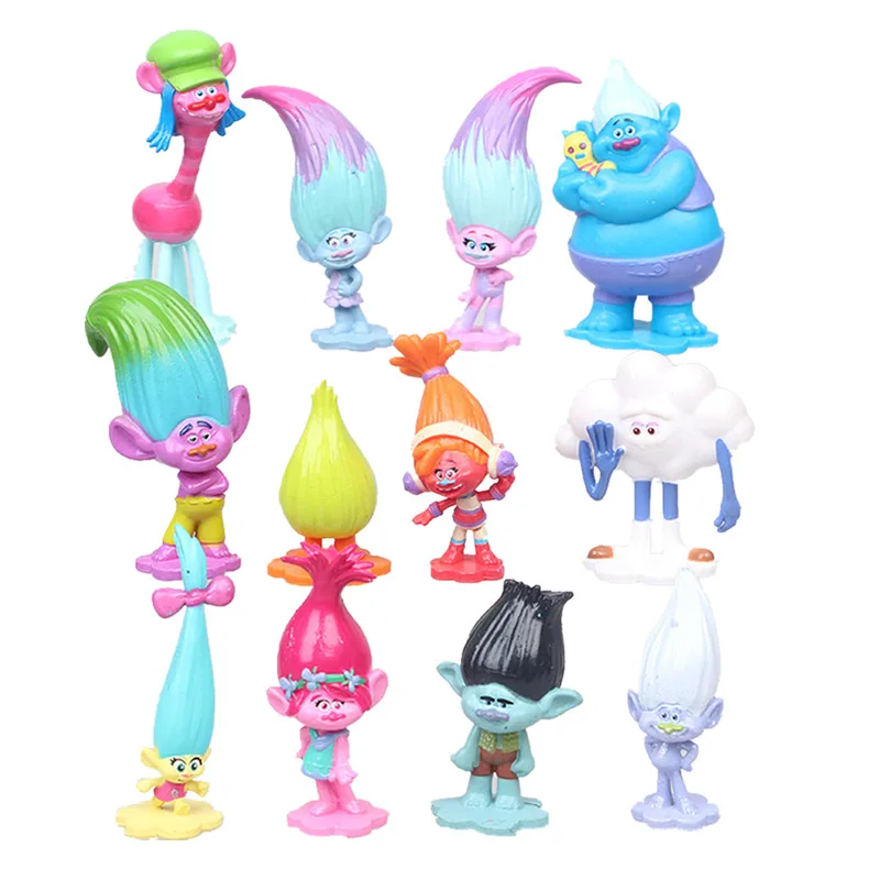 12 Pz/Set 3-6Cm Trolls Branch Critter Skitter Figure Trolls Bambini Trolls Pvc Action Figure Toy Cartoon Character Regali Per Bambini