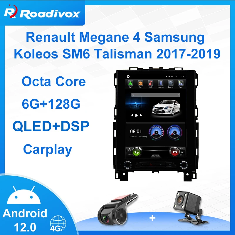 9.7 "Android 12.0 Schermo Verticale Autoradio Stile Tesla Per Renault Megane 4 Samsung Koleos Sm6 Gps Navi Lettore Video Multimediale