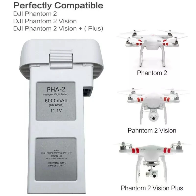 Drone Ai Polimeri Di Litio Da 11.1V 6000Mah, Batteria Con Luci A Batteria, Compatibile Per Phantom 2, Phantom 2 Vision, Phantom 2 Vision + Nuovo