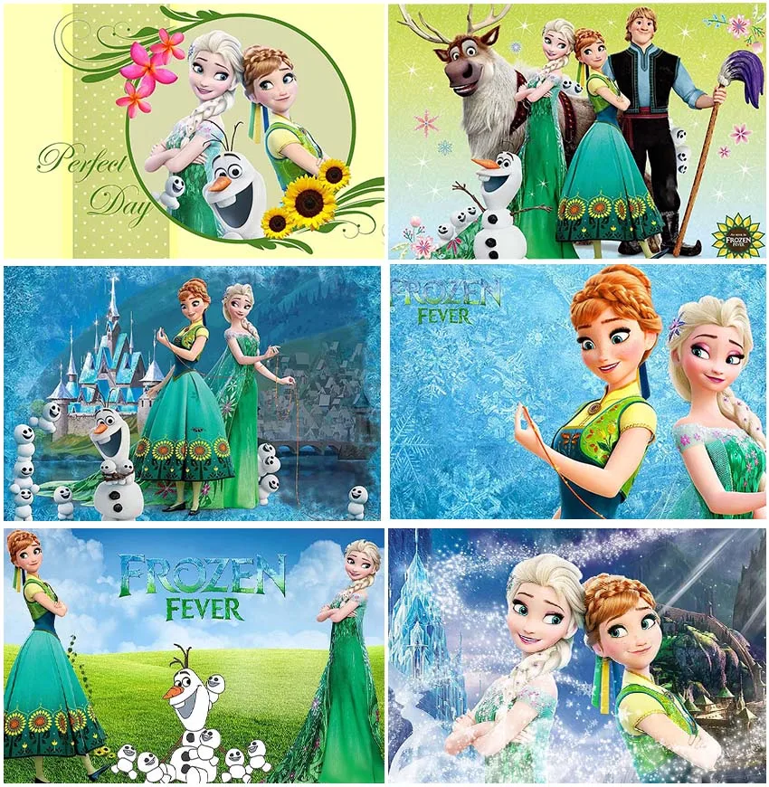 Frozen Fever Flowers Fondali In Erba Verde Olaf Elsa Anna Princess Castle Ice Snowflake Happy 1St Birthday Party Sfondi
