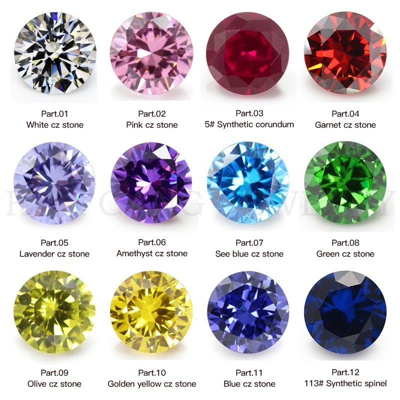 12 Birthstone Colors Stone 30 Pezzi Per Colori Totale 360 Pezzi Tondo Sciolto Cubic Zirconia Pietra Corindone Sintetico Spinello Sintetico