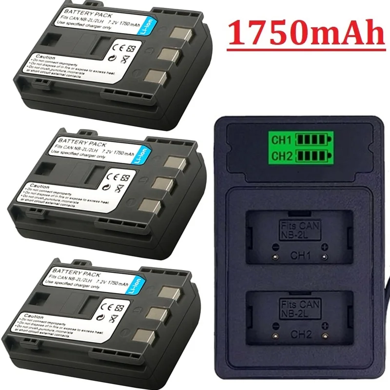 Nb-2L Nb-2Lh Batteria Nb2Lh 2L 1750Mah Con Caricabatterie Per Canon Dc310 Dc420 Eos 350D 400D G7 G9 S30 S70 S80 Zr500 Zr850 Hg10 Hv20