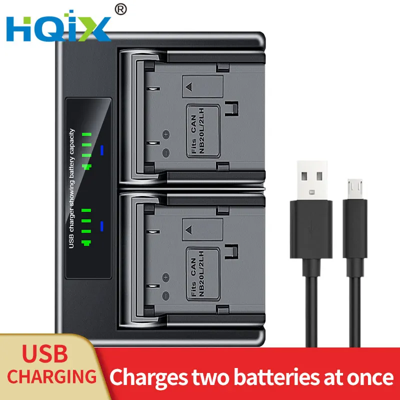 Hqix Per Canon Powershot G7 G9 S70 S80 S30 S40 S45 S50 S60 Mv5Imc Mv800I Mv830I Mv880I Fotocamera Nb-2L 2Lh Doppio Caricatore Batteria