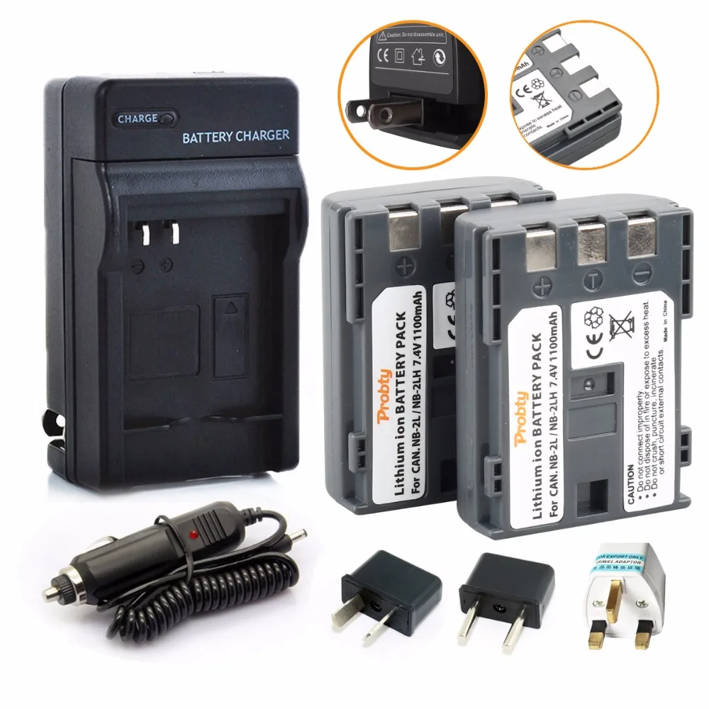 Probty Nb-2Lh Nb-2L Nb 2L Battery + Charger Kit Per Canon Powershot S80 S70 S60 S50 S45 S40 S30 G9 G7 Dc420 Dc410 Macchina Fotografica