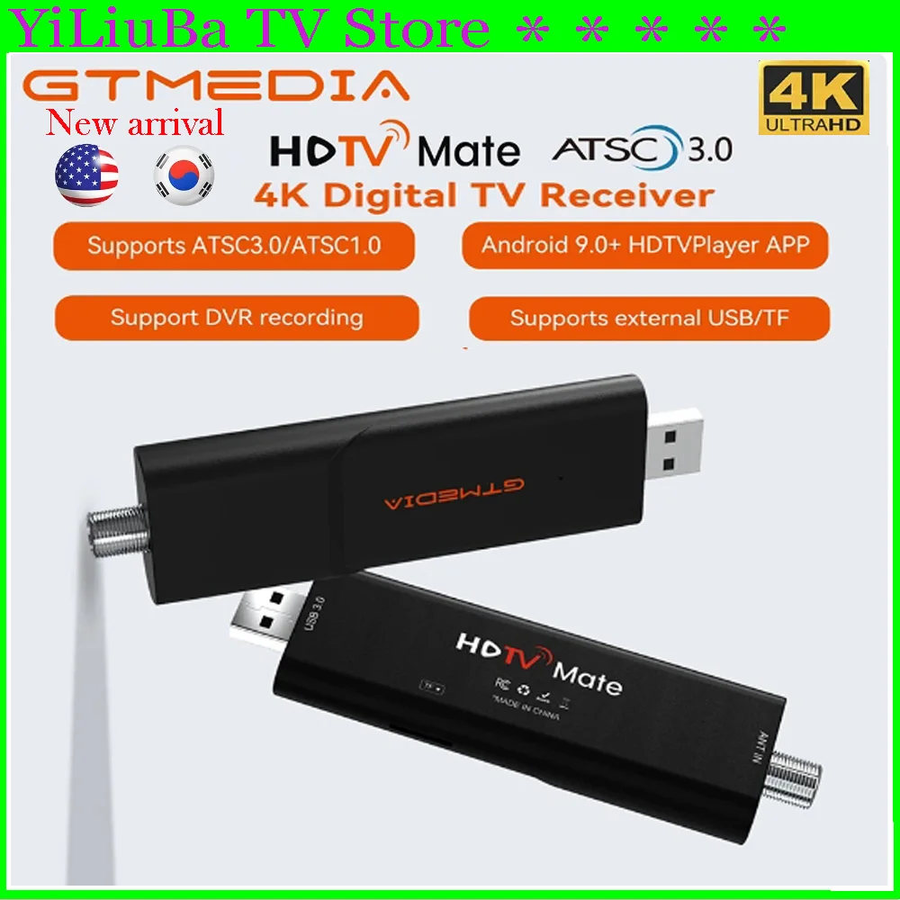Originale] Gtmedia Hdtv Mate Usb Tuner Stick 4K Atsc1.0/Atsc3.0 Android9 + Hdtvplayer App Supporto Registrazione Dvr Per Il Sud America Usa