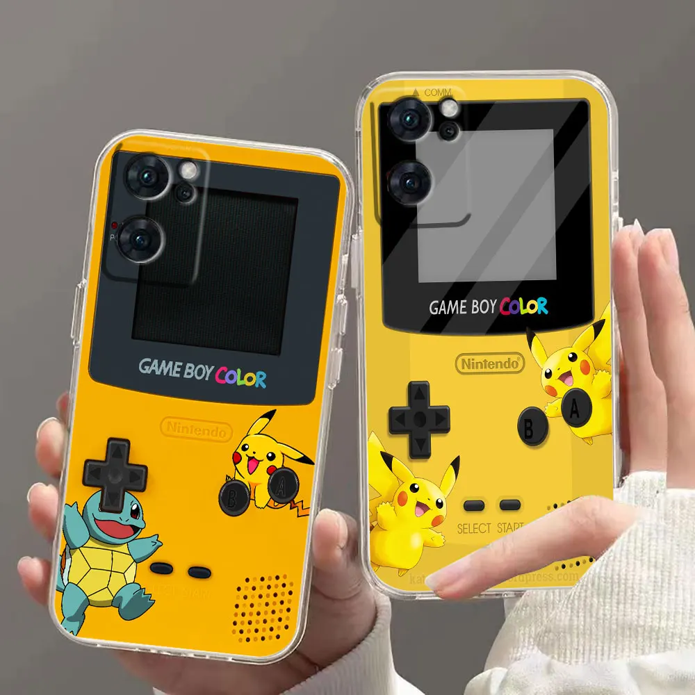 Game-Boy P-Pokemon Clear Case Funda Per Oppo Reno 7 6 5 4 2F A15 Trova X5 X3 A55 A73 A74 A92 A93 A94 F11 F7 4G 5G Pro Case Para