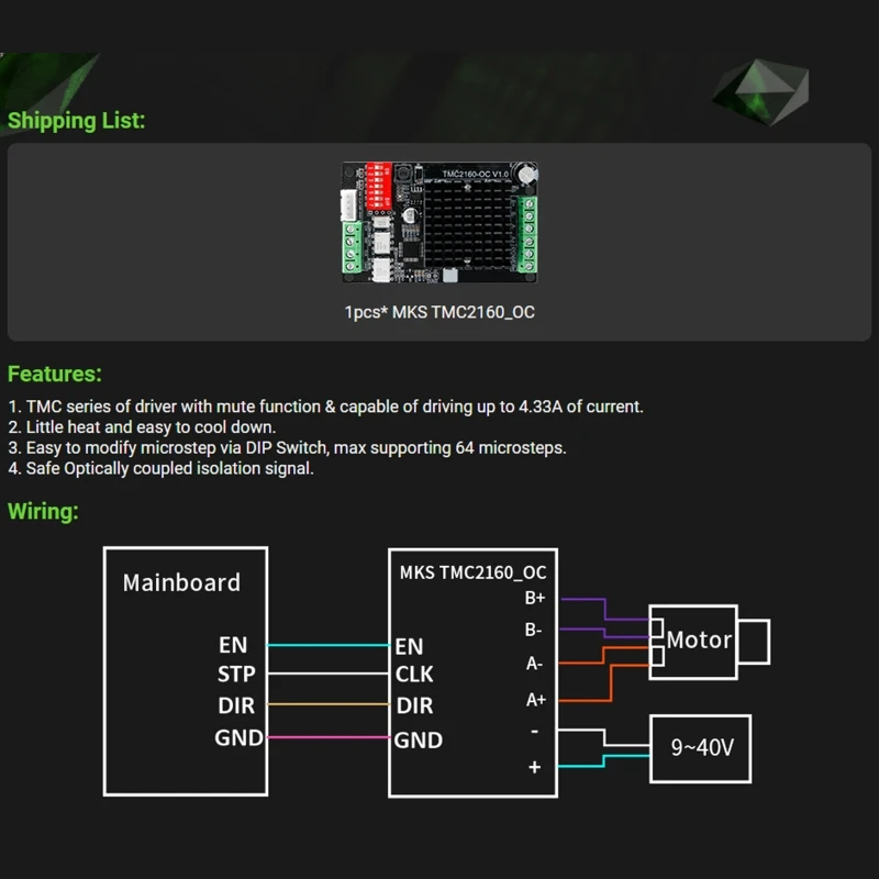 Per Nema23 Motor Mks Tmc 2160 Modulo Driver Passo-Passo Controller Ibrido Bifase
