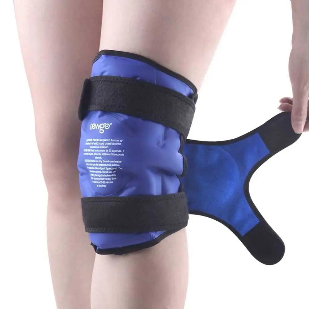 Newgo Reusable Gel Cold Pack Knee Ice Pack Wrap Hot Cold Compress Therapy Gel Knee Brace Support For Injuries Pain Relief