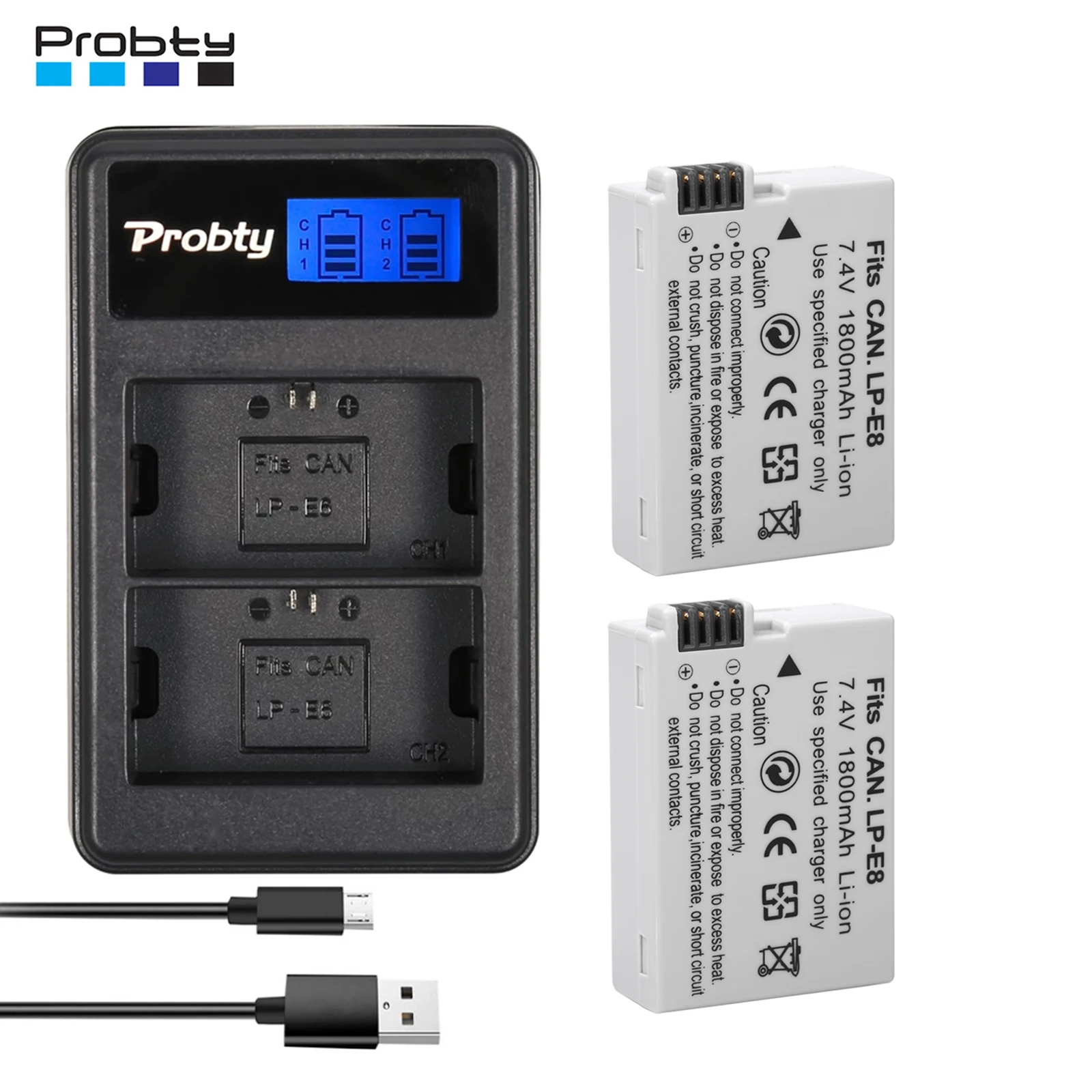 Batteria 1800Mah Lp-E8 Lpe8 Per Canon Eos Rebel T2I T3I T4I T5I 550D 600D 650D 700D Kiss X4 X5 X6I X7I + Lcd Dual Charger