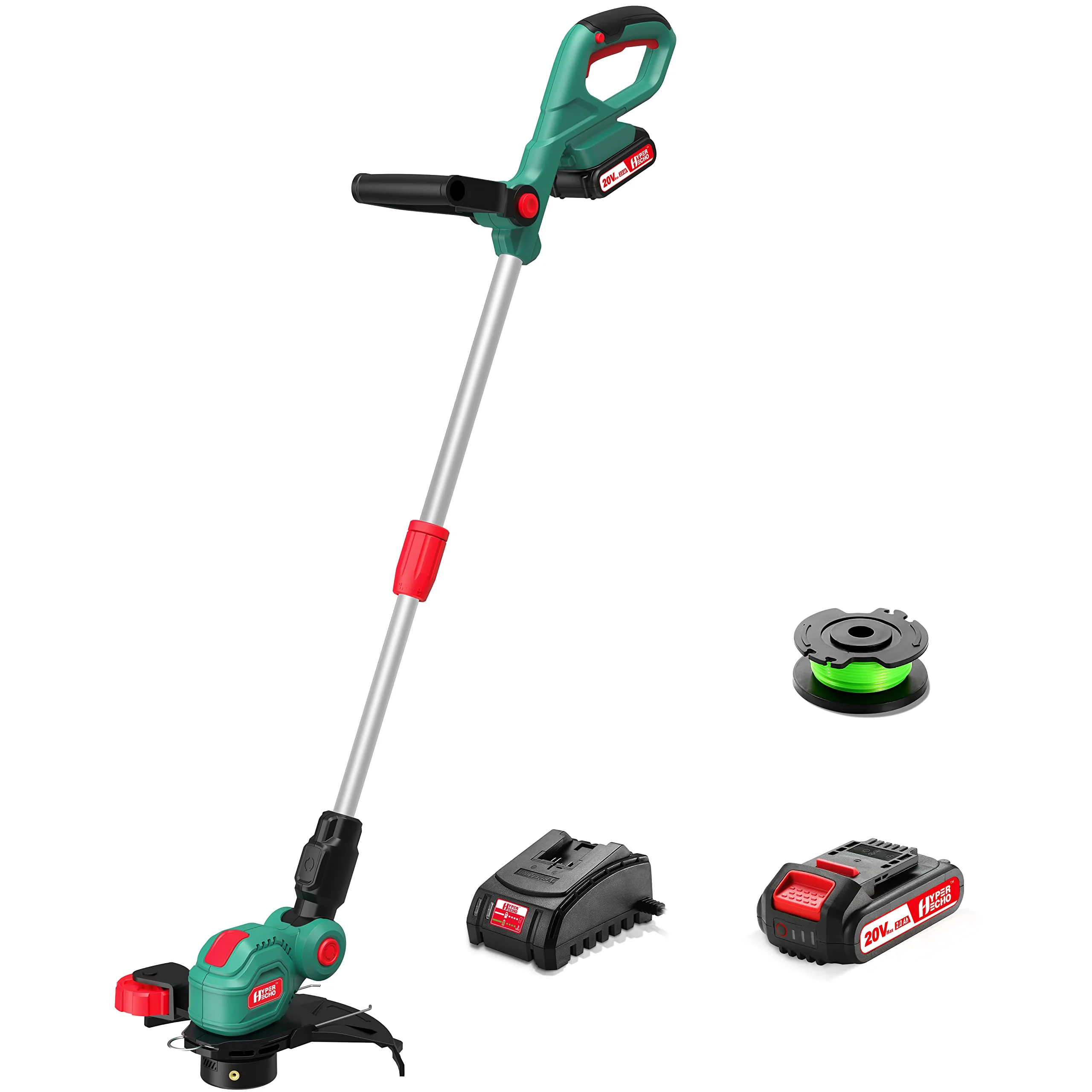 Hychika Cordless String Trimmer / Lawn Edger 20V Max, Hyperecho Auto-Feed Lines Tagliaerba