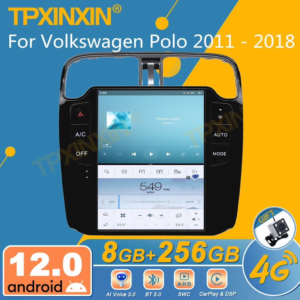 Per Volkswagen Polo 2011 - 2018 Autoradio Android Schermo Tesla 2Din Ricevitore Stereo Autoradio Lettore Multimediale Unità Navi Gps