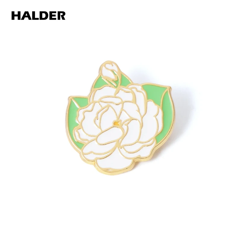 Halder Jasmine Flower Molly Smalto Natura Verde Pianta Fiore Spilla Spille Zaino Costume Distintivo Accessori Gioielli Regalo
