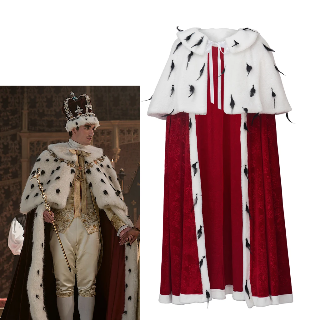 Costumebuy Tudor King George Mantello Cosplay Regina Charlotte: A Bridgerton Story King George Cape Mantello Medievale Mantello Di Halloween