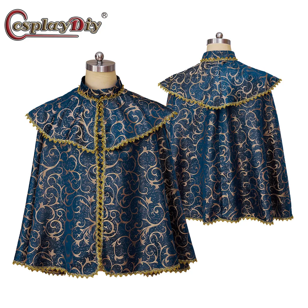 Cosplaydiy Unisex Rinascimentale Nobles Prince Mantello Medievale Vintage Noble Cape Uomo Donna Lussuoso Tudor Periodo Scialle Mantello Vestito