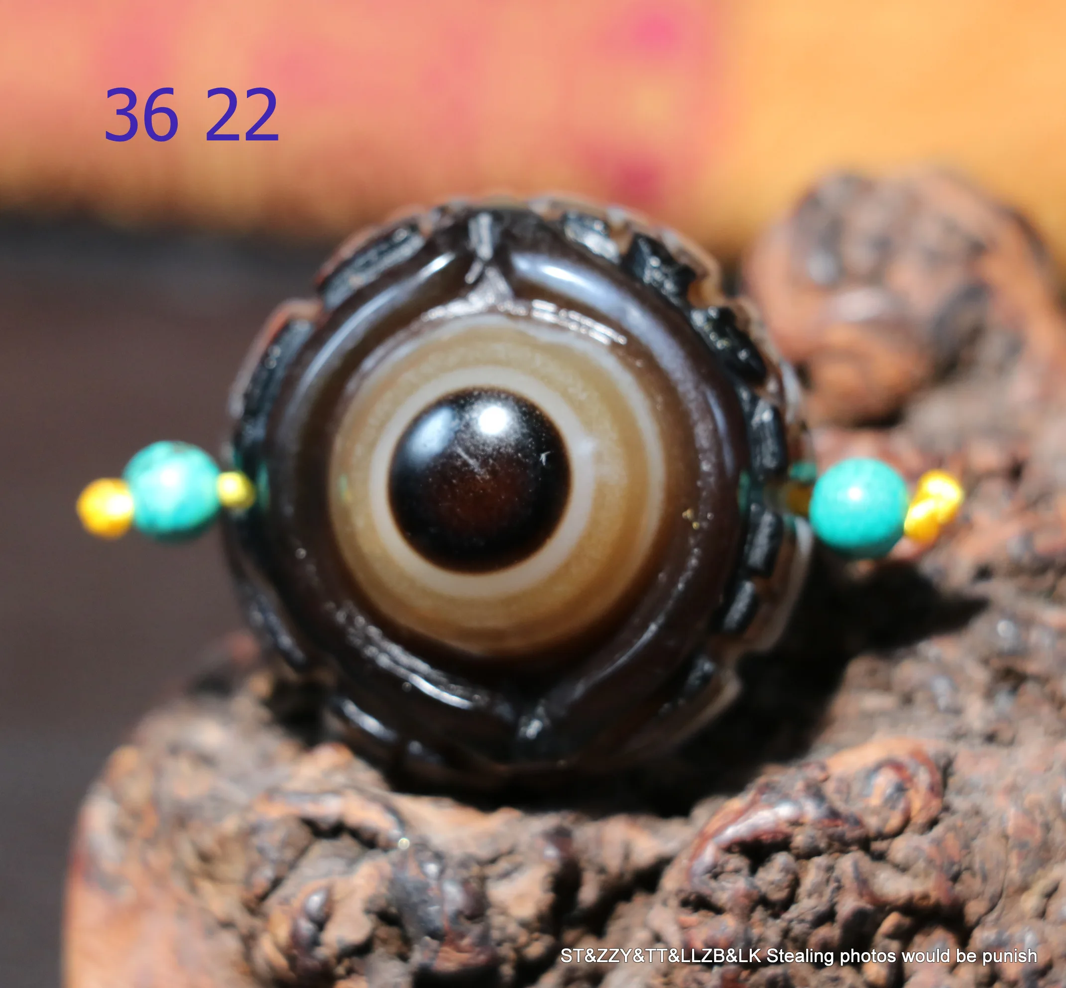 Energy Magic Tibetan Old Onyx Bagua Yinyang 4 Dragon Totem Dzi Bead Carving Timestown