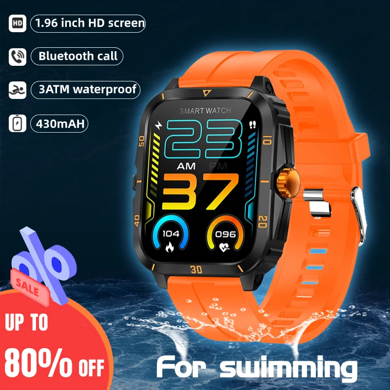 2024 New Swimming Smart Watch Men 1.96 "Schermo Hd Chiamata Vocale Orologi Sportivi Donna 3Atm Smartwatch Impermeabile Per Android Ios