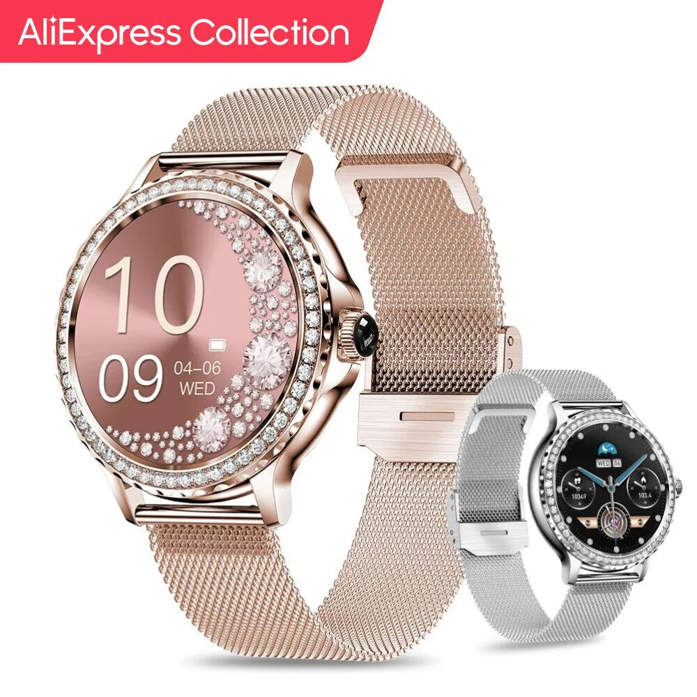 Aliexpress Collection Melanda Rosegold Smart Watch Per Lady Bluetooth Call 100 + Modalità Sportiva Fitness Donna Smartwatch Dials Fai Da Te