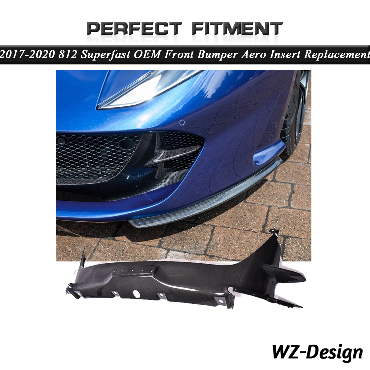 Dry Carbon Fiber Oem Paraurti Anteriore Aero Insert Sostituzione Plain Carbon Weave Fit For 2017-2020 Ferrari 812 Superfast