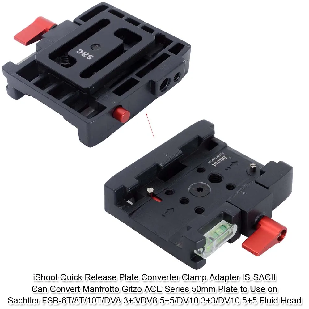 Adattatore Per Morsetto Convertitore A Sgancio Rapido Per Fotocamera Ishoot Per Manfrotto Gitzo Piastra Da 50Mm E Sachtler Fsb Dv10 3 + 3/5 + 5 Testa 